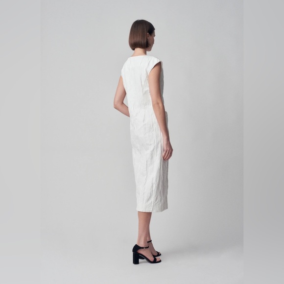 CO V-Neck Button Down Dress in Ivory Cotton | Size S | NWT - Picture 5 of 6